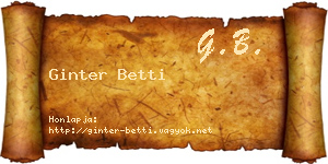 Ginter Betti névjegykártya